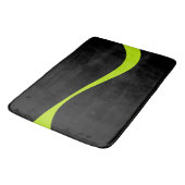 Einfache Waves 2 in Kalkgrün und Schwarz Badematte (Schrägansicht)