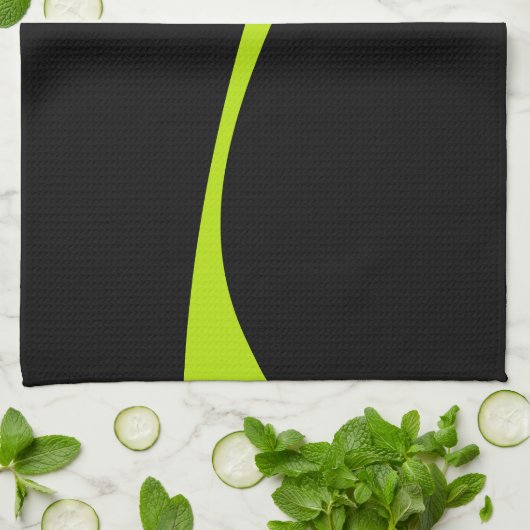 Einfache Waves 2 in Kalkgrün und Schwarz Geschirrtuch (Gefaltet)