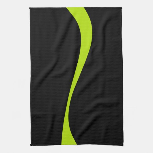 Einfache Waves 2 in Kalkgrün und Schwarz Geschirrtuch (Vertikal)