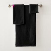 Einfache Waves 2 in Magenta und Schwarz Badhandtuch Set (Insitu)