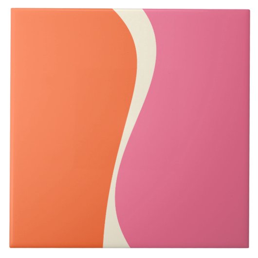 Einfache Waves 2 in Rosa, Orange und Creme Fliese (Vorderseite)
