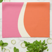 Einfache Waves 2 in Rosa, Orange und Creme Geschirrtuch (Gefaltet)