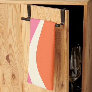 Einfache Waves 2 in Rosa, Orange und Creme Geschirrtuch