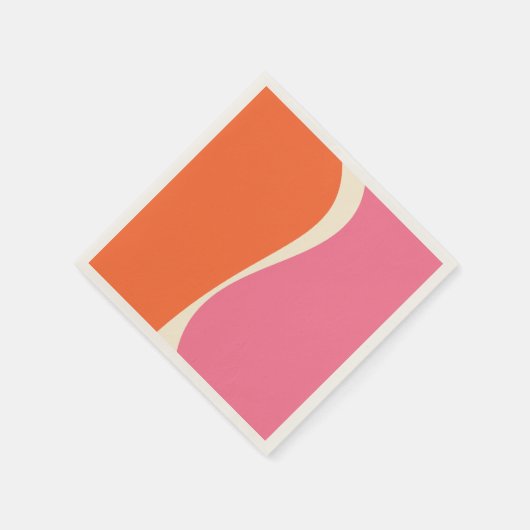Einfache Waves 2 in Rosa, Orange und Creme Serviette (Ecke)