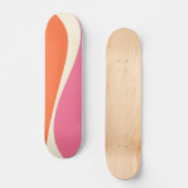Einfache Waves 2 in Rosa, Orange und Creme Skateboard (Vorderseite)