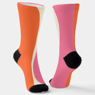 Einfache Waves 2 in Rosa, Orange und Creme Socken