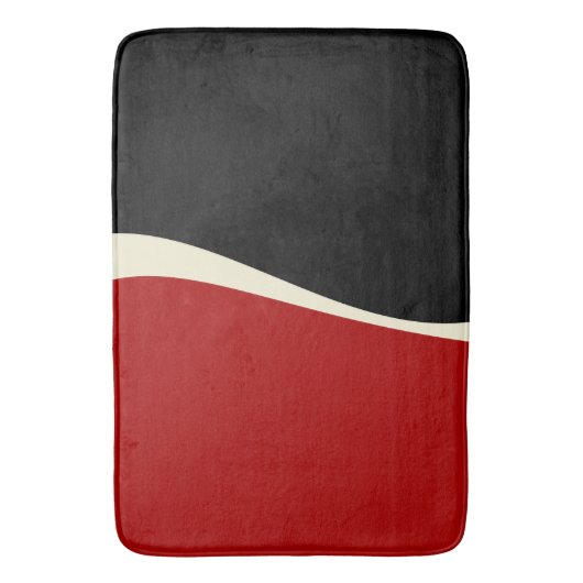 Einfache Waves 2 in Rot und Creme Badematte (Vorderseite Vertikal)