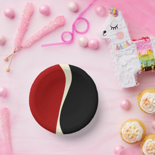 Einfache Waves 2 in Rot und Creme Pappteller (Party)