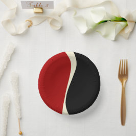 Einfache Waves 2 in Rot und Creme Pappteller