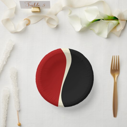 Einfache Waves 2 in Rot und Creme Pappteller (Hochzeit)