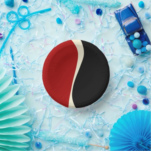 Einfache Waves 2 in Rot und Creme Pappteller (Party)