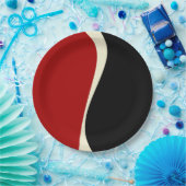 Einfache Waves 2 in Rot und Creme Pappteller (Party)