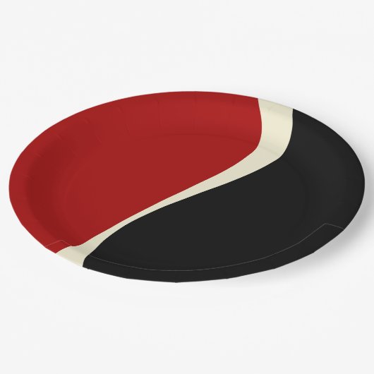 Einfache Waves 2 in Rot und Creme Pappteller (Schrägansicht)