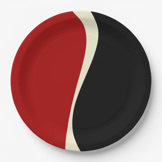 Einfache Waves 2 in Rot und Creme Pappteller (Vorderseite)