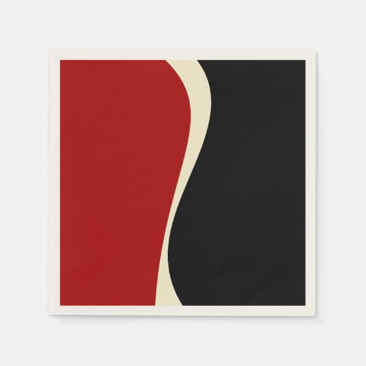 Einfache Waves 2 in Rot und Creme Serviette (Vorderseite)