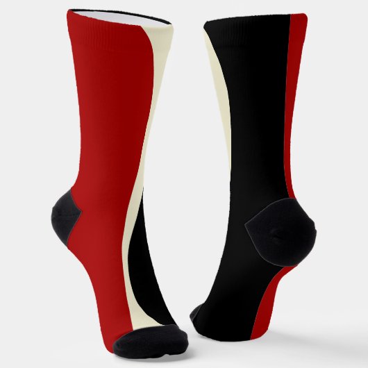 Einfache Waves 2 in Rot und Creme Socken (Gewinkelt)