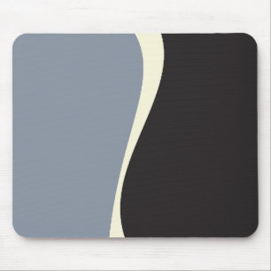 Einfache Waves 2 in Schwarz, Grau und Creme Mousepad