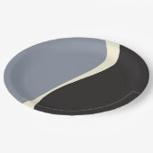 Einfache Waves 2 in Schwarz, Grau und Creme Pappteller (Schrägansicht)