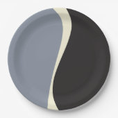 Einfache Waves 2 in Schwarz, Grau und Creme Pappteller (Vorderseite)