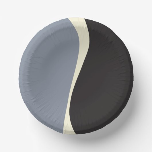 Einfache Waves 2 in Schwarz, Grau und Creme Pappteller (Vorderseite)