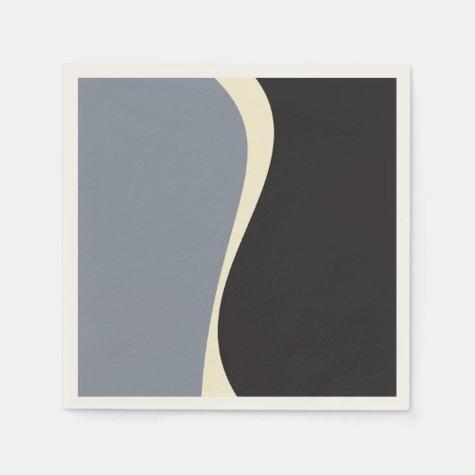 Einfache Waves 2 in Schwarz, Grau und Creme Serviette (Vorderseite)