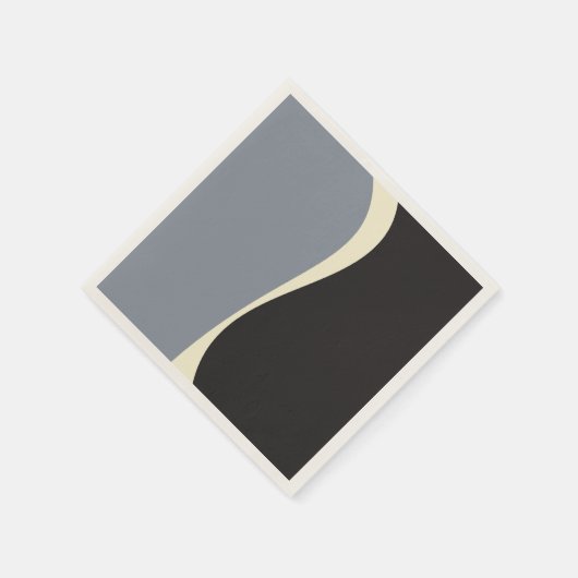 Einfache Waves 2 in Schwarz, Grau und Creme Serviette (Ecke)