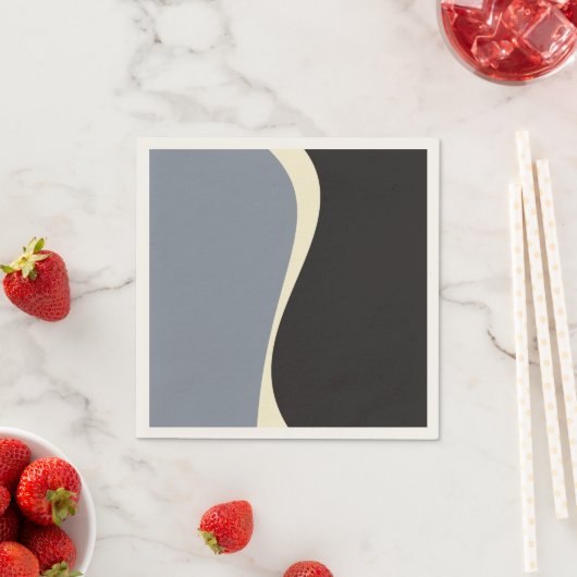 Einfache Waves 2 in Schwarz, Grau und Creme Serviette (Beispiel)