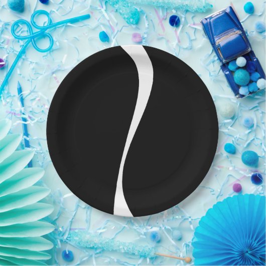 Einfache Waves 2 - Schwarz und Weiß Pappteller (Party)