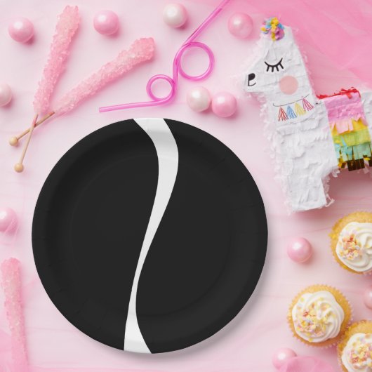 Einfache Waves 2 - Schwarz und Weiß Pappteller (Party)