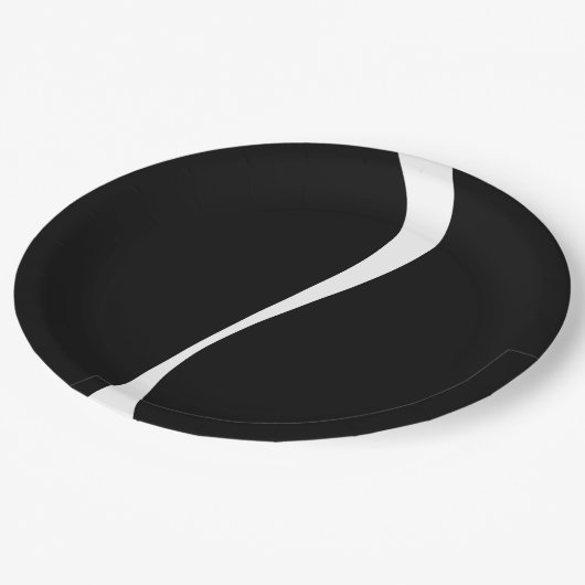 Einfache Waves 2 - Schwarz und Weiß Pappteller (Schrägansicht)