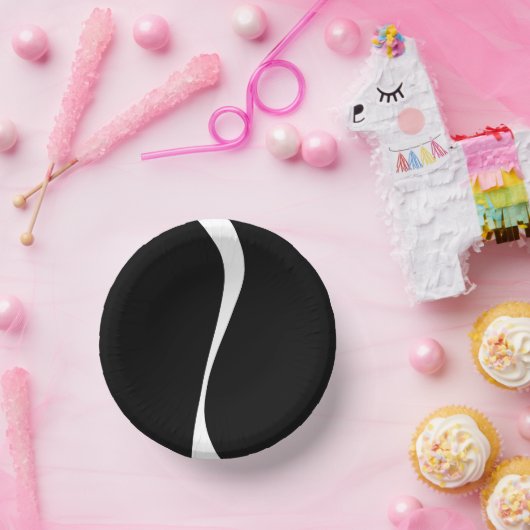 Einfache Waves 2 - Schwarz und Weiß Pappteller (Party)