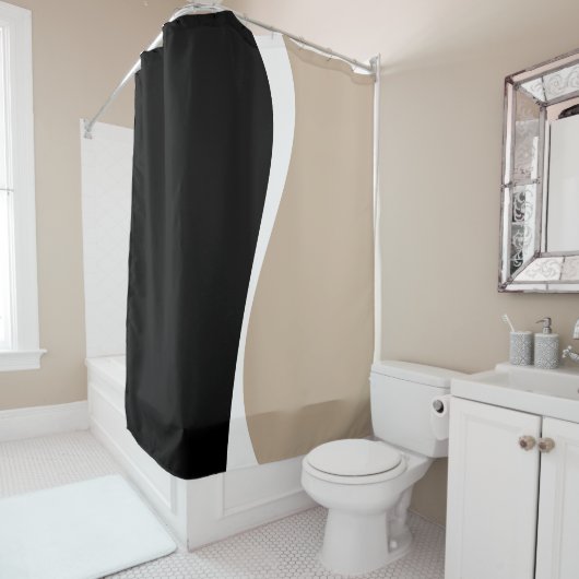 Einfache Waves 2 - Taupe, Schwarz und Weiß Duschvorhang (Beispiel)