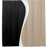 Einfache Waves 2 - Taupe, Schwarz und Weiß Duschvorhang (Vorderseite)