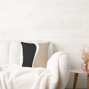 Einfache Waves 2 - Taupe, Schwarz und Weiß Kissen