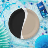 Einfache Waves 2 - Taupe, Schwarz und Weiß Pappteller (Party)