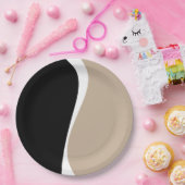 Einfache Waves 2 - Taupe, Schwarz und Weiß Pappteller (Party)