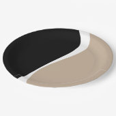 Einfache Waves 2 - Taupe, Schwarz und Weiß Pappteller (Schrägansicht)