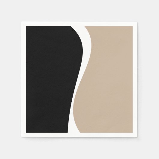 Einfache Waves 2 - Taupe, Schwarz und Weiß Serviette (Vorderseite)