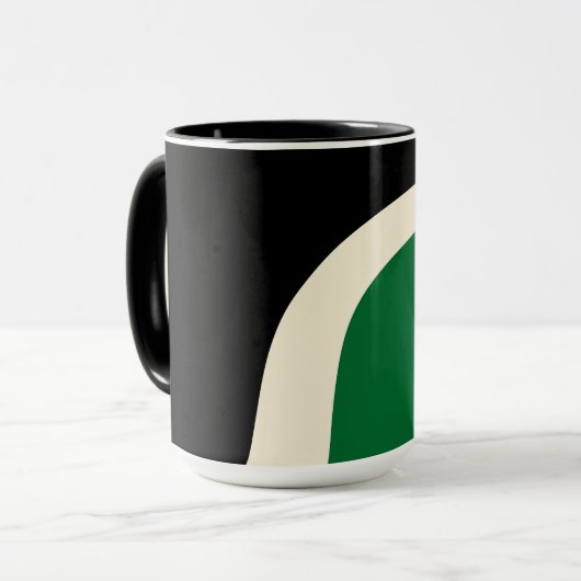 Einfache Waves 3 in Grün, Creme und Schwarz Tasse (Vorderseite Links)