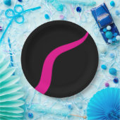 Einfache Waves 3 in Magenta und Schwarz Pappteller (Party)