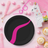 Einfache Waves 3 in Magenta und Schwarz Pappteller (Party)