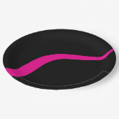 Einfache Waves 3 in Magenta und Schwarz Pappteller (Schrägansicht)