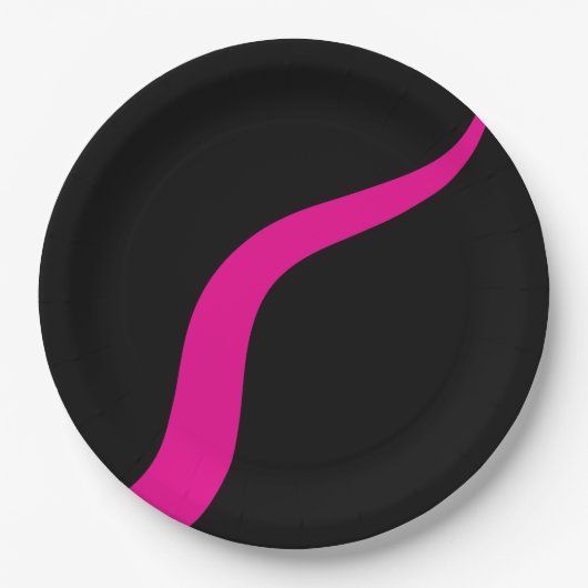 Einfache Waves 3 in Magenta und Schwarz Pappteller (Vorderseite)