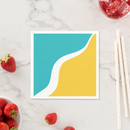 Einfache Waves 3 - Türkis und Gelb Serviette (Beispiel)