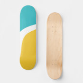 Einfache Waves 3 - Türkis und Gelb Skateboard (Vorderseite)