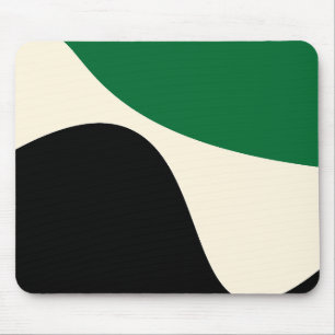 Einfache Waves 4 in Grün, Creme und Schwarz Mousepad