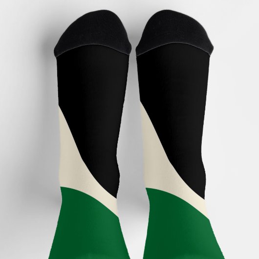 Einfache Waves 4 in Grün, Creme und Schwarz Socken (Oben)