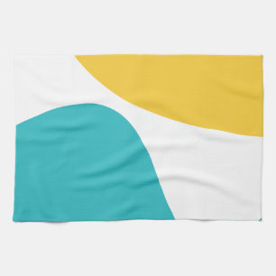 Einfache Waves 4 - Türkis und Gelb Geschirrtuch