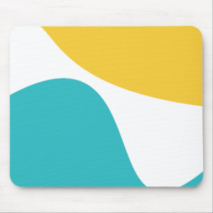 Einfache Waves 4 - Türkis und Gelb Mousepad