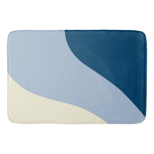 Einfache Waves - dunkelblau, hellblau und creme Badematte (Vorderseite)